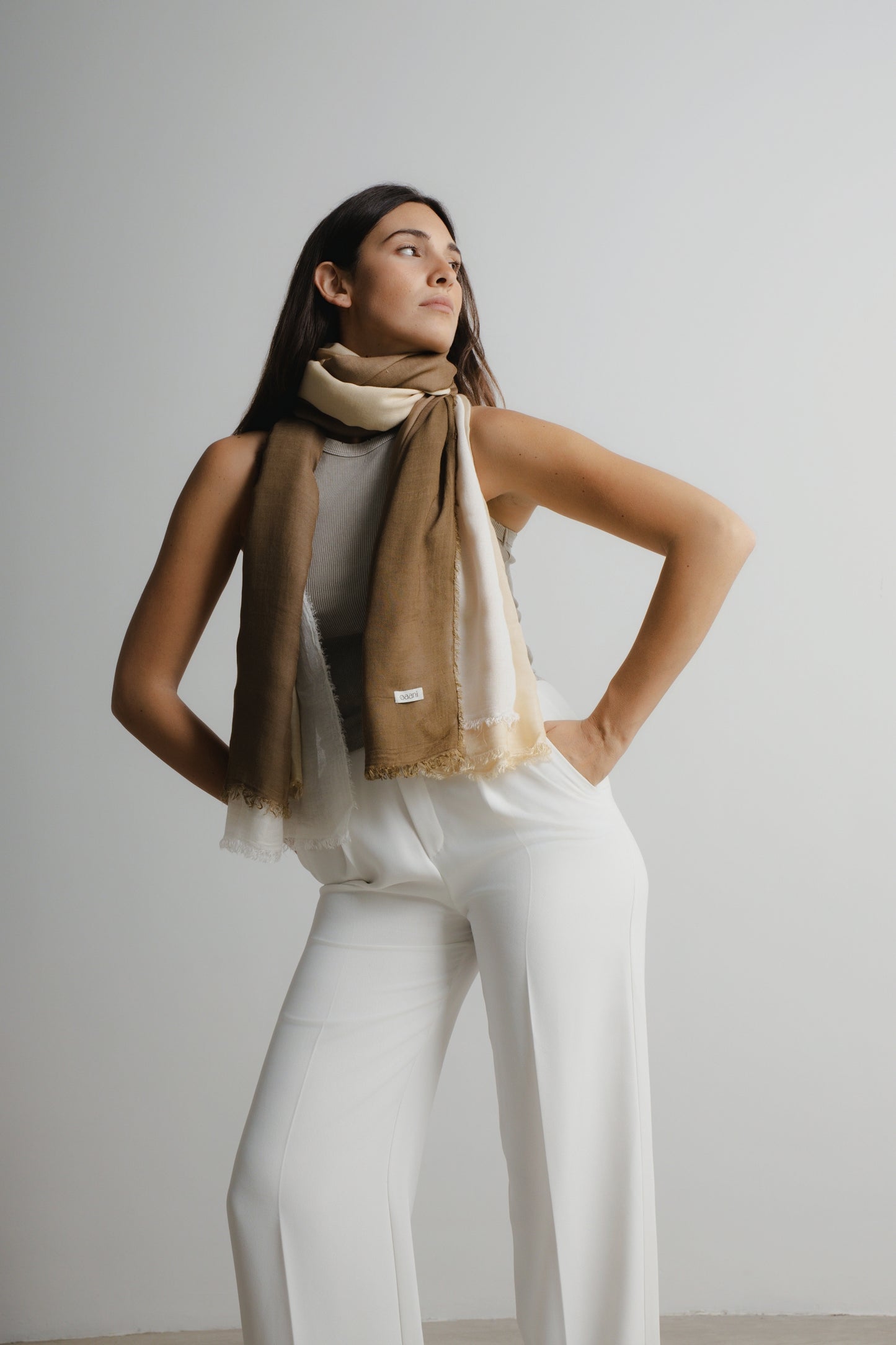 ATLAS - Versatile Scarf Wrap Beige Brown - Oaani