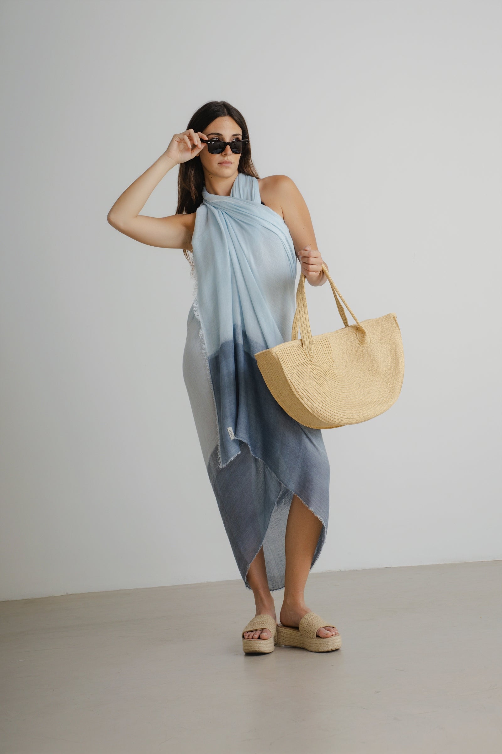 ATLAS - Versatile Scarf Wrap Blue Grey - Oaani