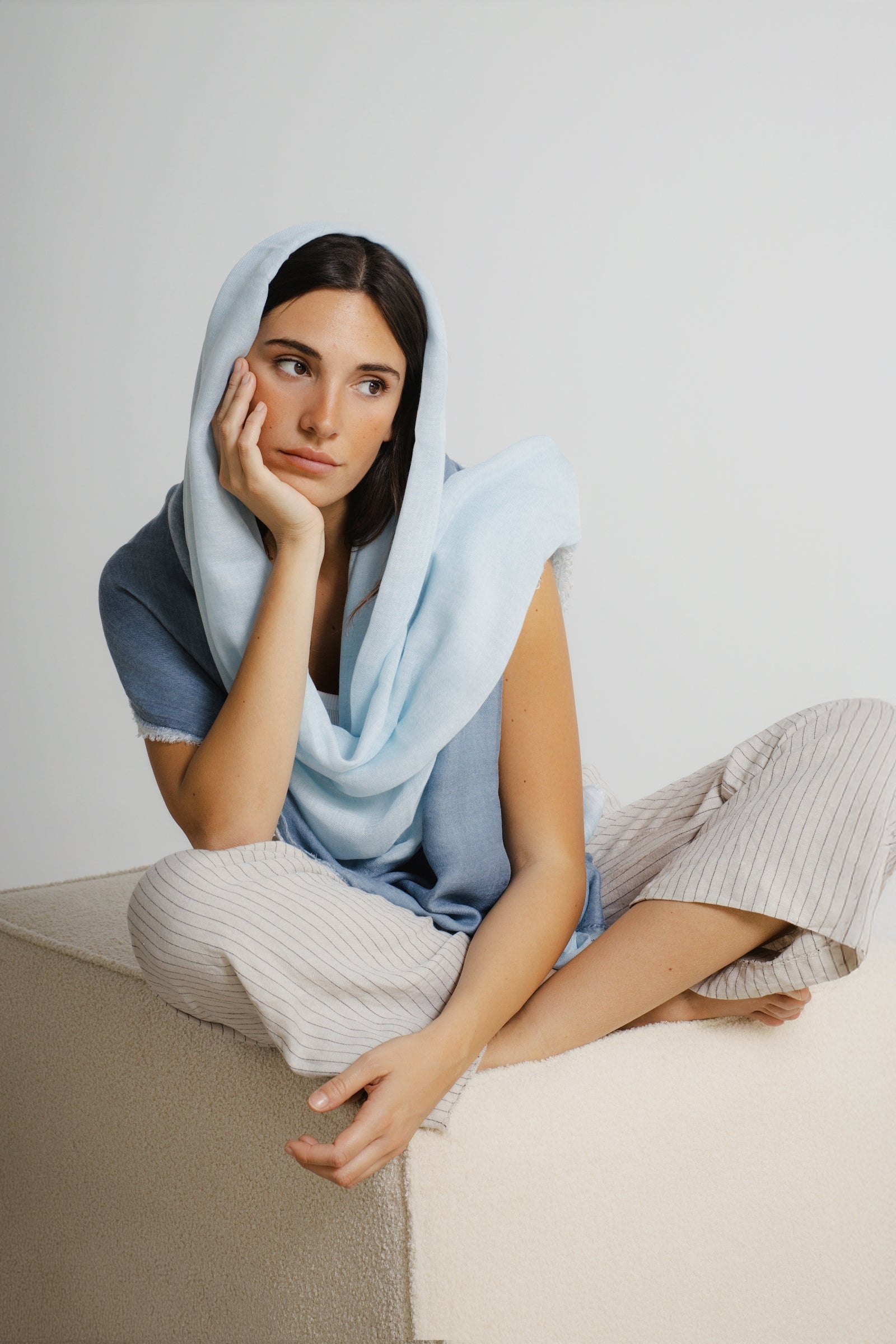 ATLAS - Versatile Scarf Wrap Blue Grey - Oaani